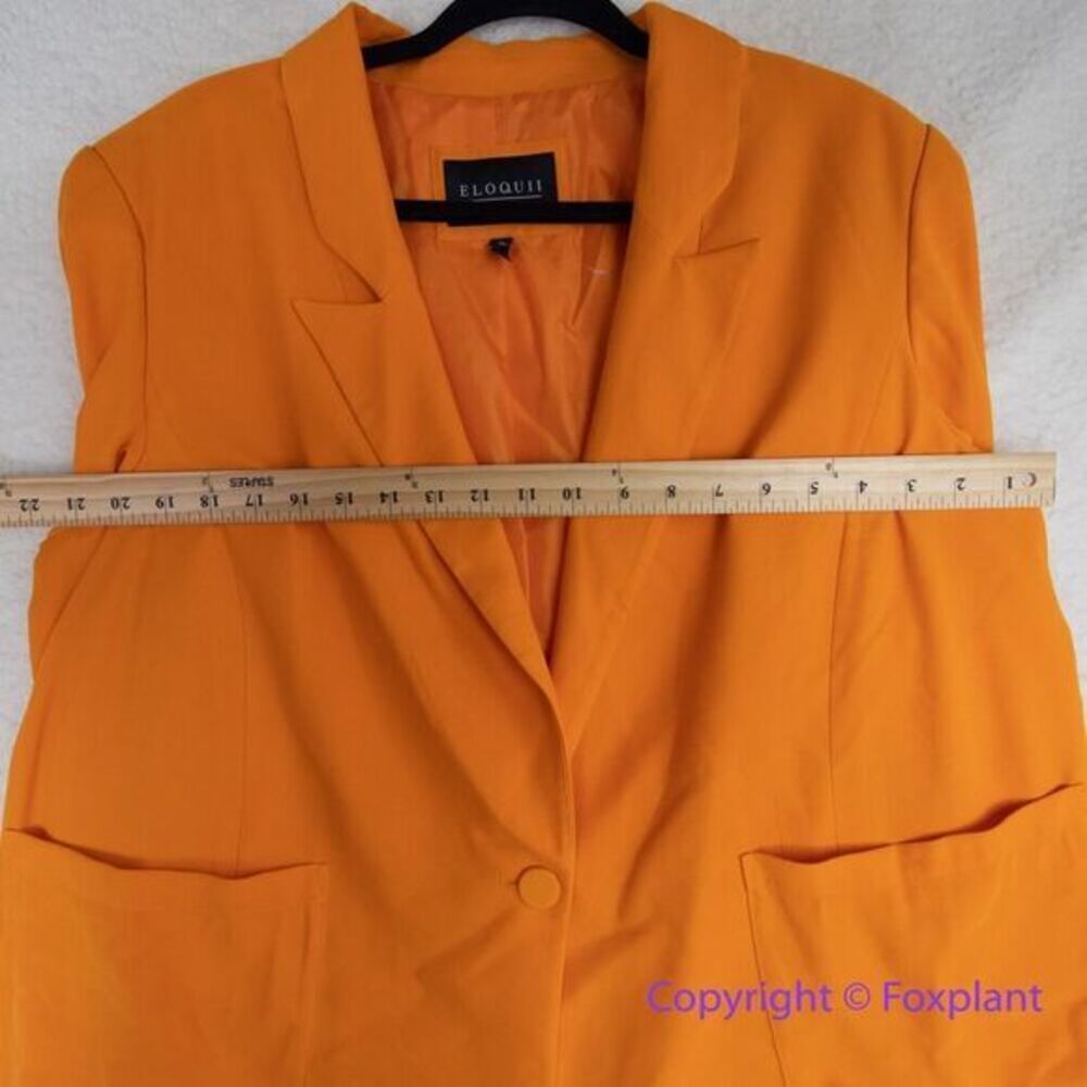 Eloquii Orange Long‎ Sleeve Blazer With Pockets Plus Size 14 - Picture 7 of 14